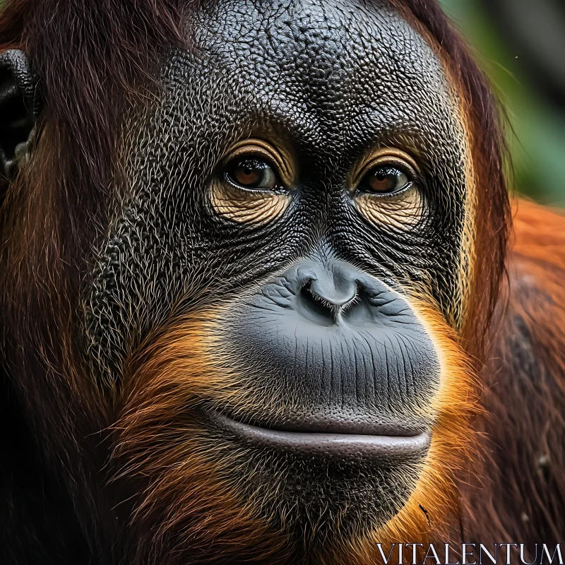 Orangutan Close-Up Portrait AI Image