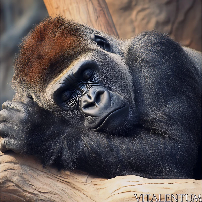 Calm Gorilla Resting Peacefully AI Image