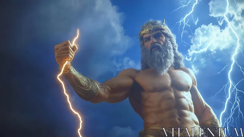 Mythological Figure with Lightning AI Image