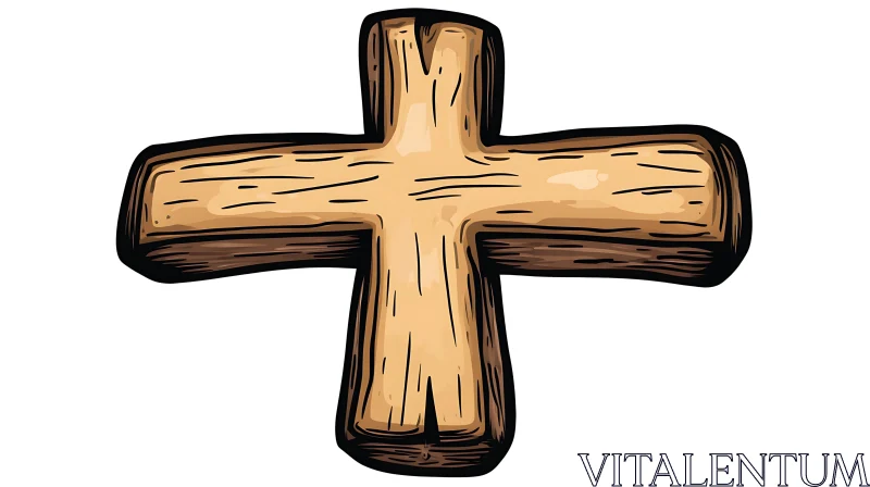 Wooden Cross Illustration AI Image