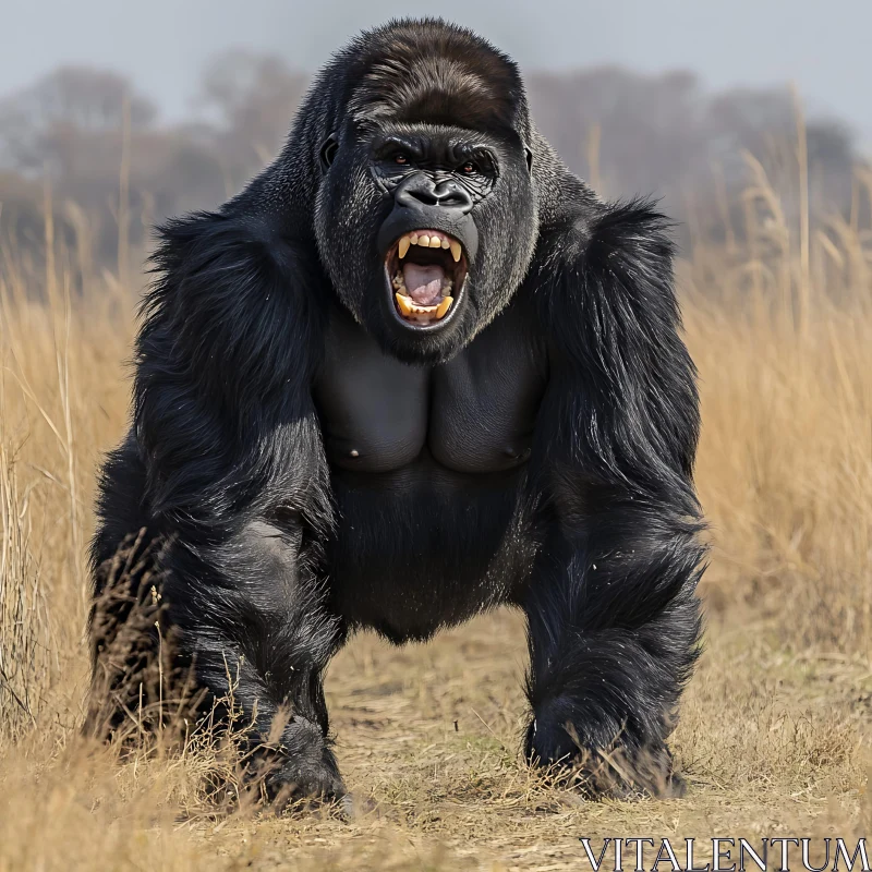 Gorilla on a Savannah AI Image