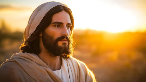 Peaceful Man in Traditional Robes during Sunset