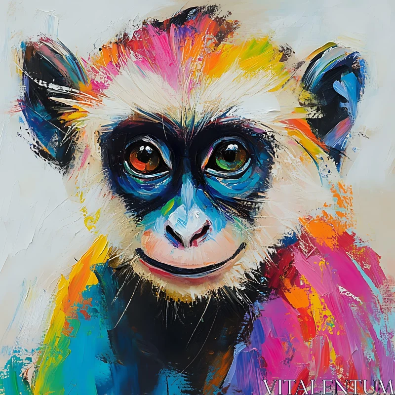 Colorful Abstract Art of a Monkey AI Image