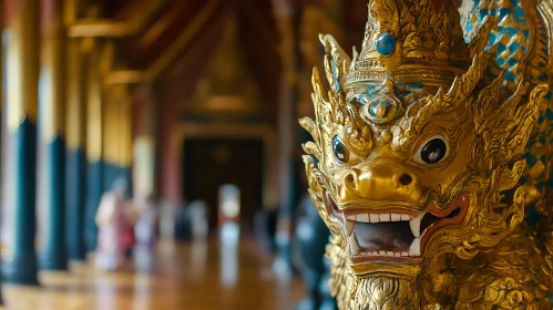 Intricately Designed Dragon Statue in Cultural Temple