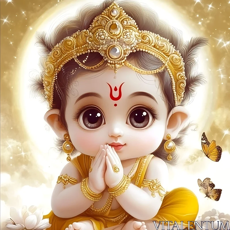 Celestial Baby in Golden Decor with Butterflies Celestial Baby in Golden Decor with Butterflies