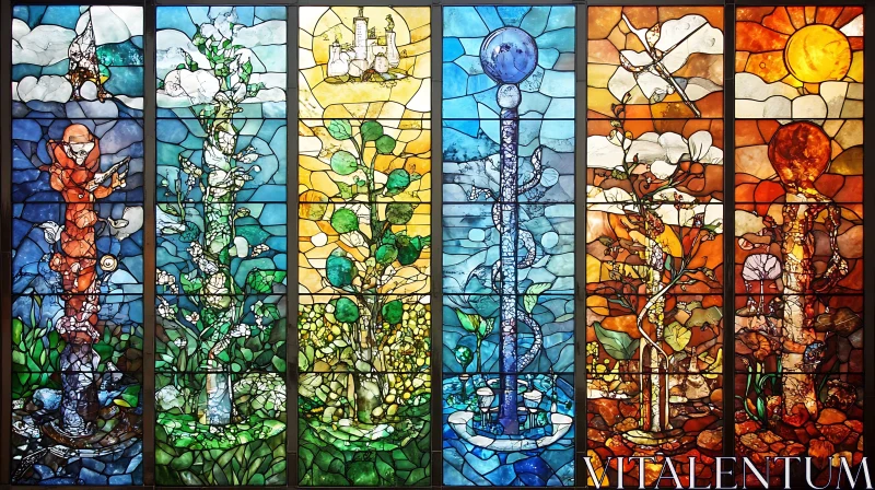 Abstract Nature Stained Glass Art