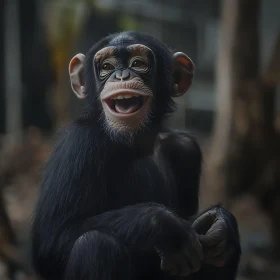 Expressive Chimpanzee with Open Mouth