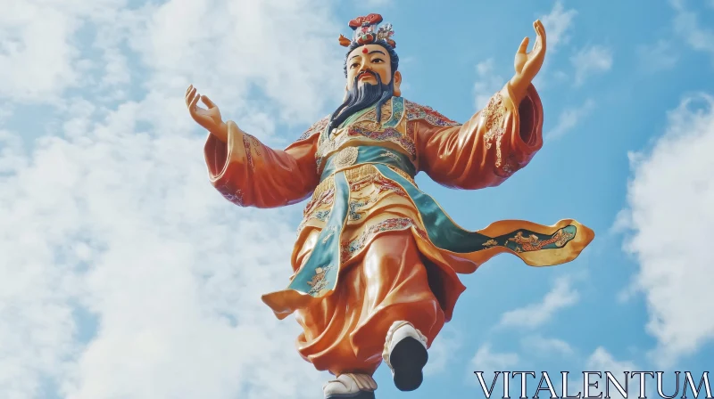 Ornate Traditional Figure Statue with Blue Sky Ornate Traditional Figure Statue with Blue Sky