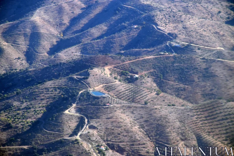 Hilly Landscape from Above Free Stock Photo