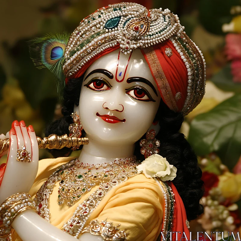 Intricate Lord Krishna Statue AI Image