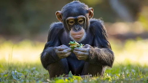 Intermediate Interaction Between Chimpanzee and Frog