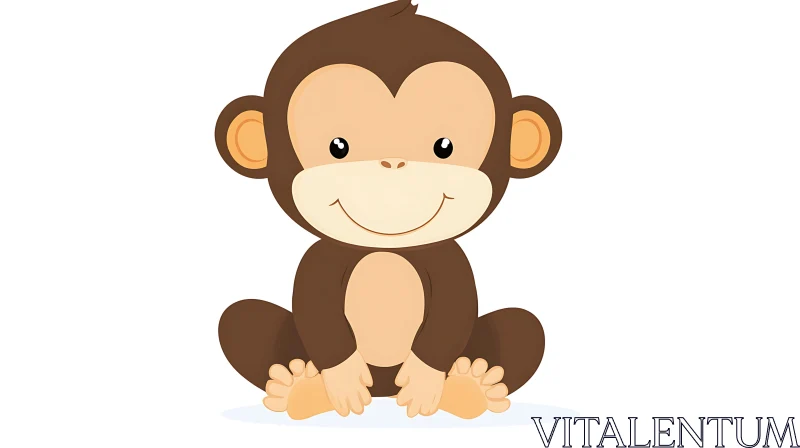 Charming Monkey Cartoon Art AI Image