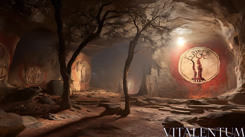 AI ART Cave Art in an Atmospheric Setting