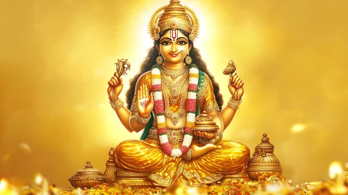 Divine Hindu Deity in Golden Radiance