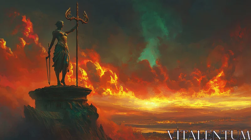 AI ART Mythological Figure in Sunset