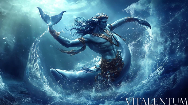 Ethereal Mermaid in Mythical Ocean AI Image