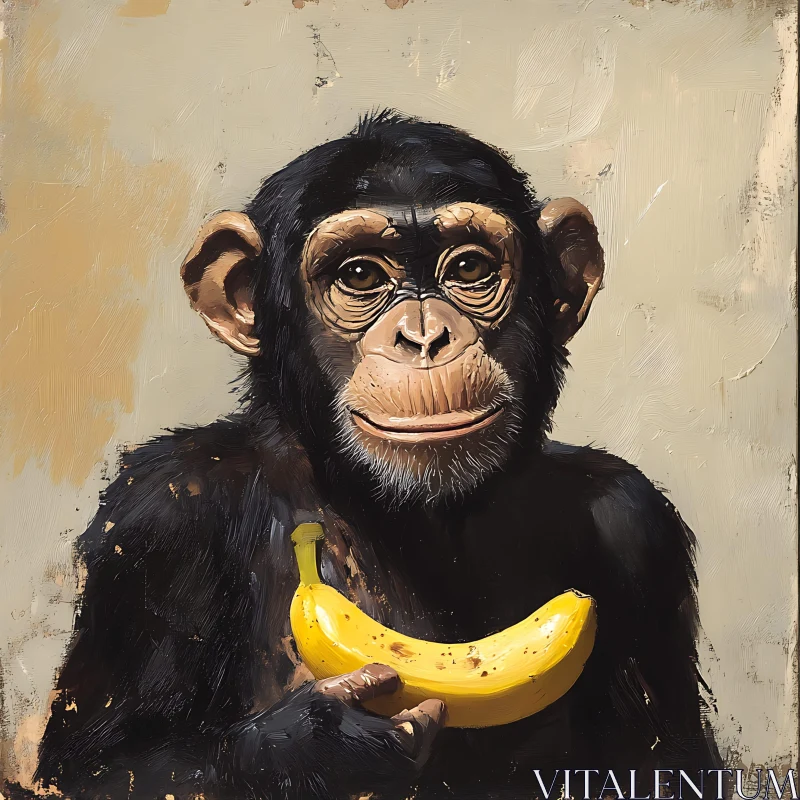 Chimpanzee Art with Banana AI Image