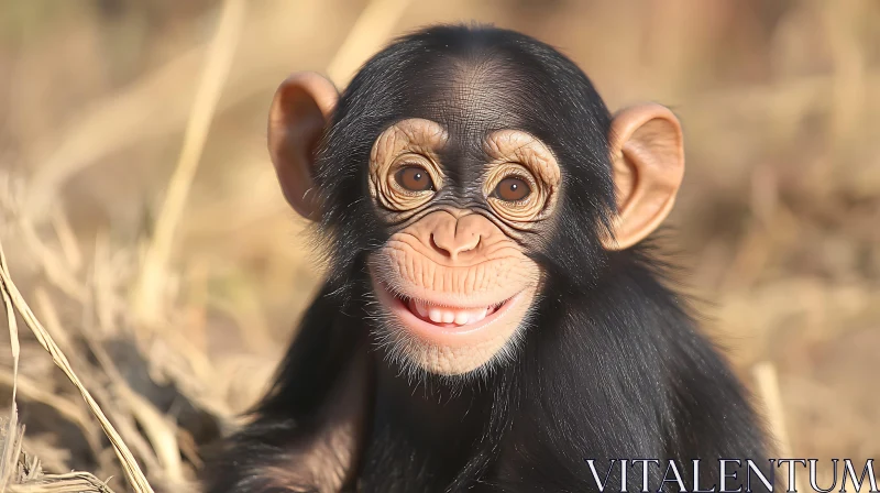 Cheerful Young Monkey Close-Up AI Image