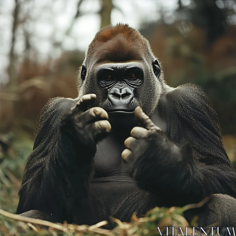 AI ART Close-Up of a Thoughtful Gorilla