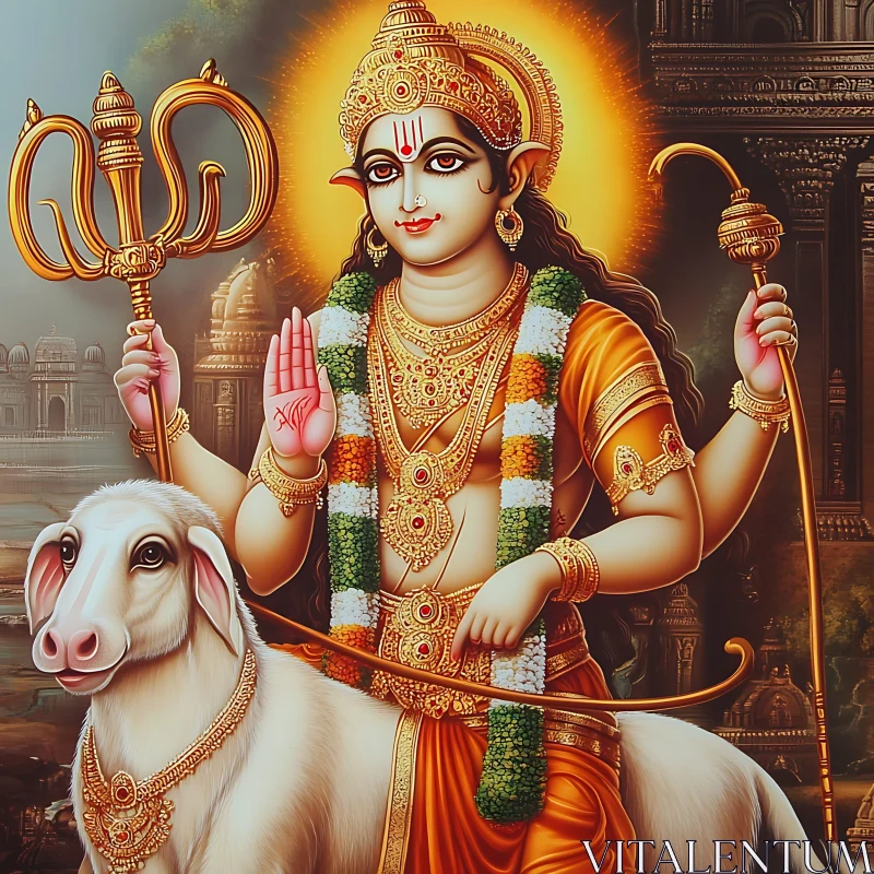 Divine Hindu Deity Holding Trident AI Image