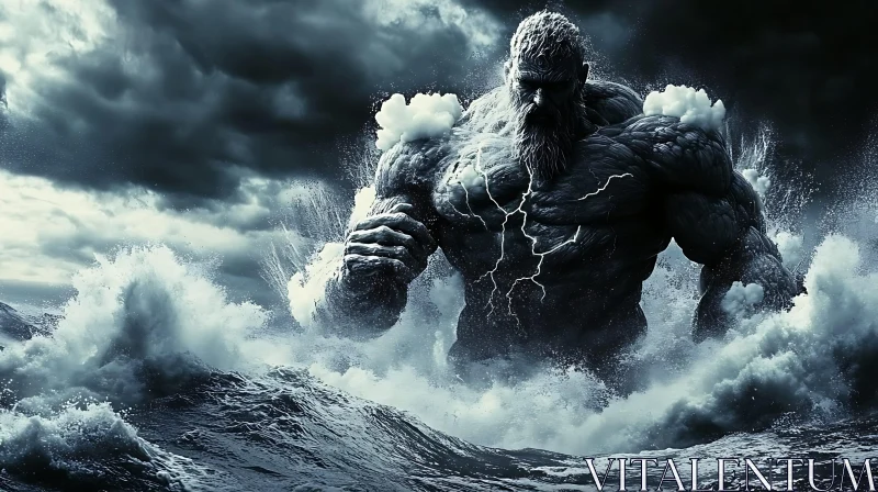 Giant of the Stormy Sea AI Image