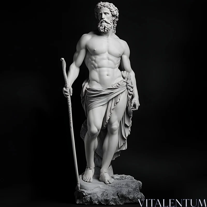 Marble Sculpture of a Muscular Roman Figure AI Image