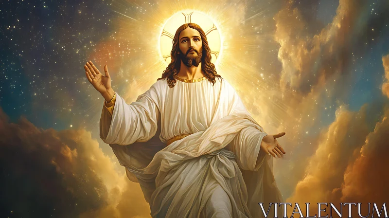 Jesus Christ with Radiant Halo AI Image