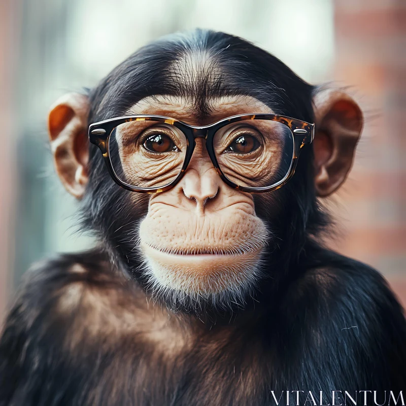 Chimpanzee with Glasses - Animal Portrait AI Image