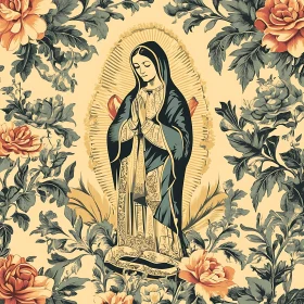 Religious Illustration with Floral Motifs