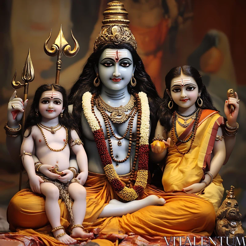 Exquisite Representation of Hindu Gods in Sculpture AI Image