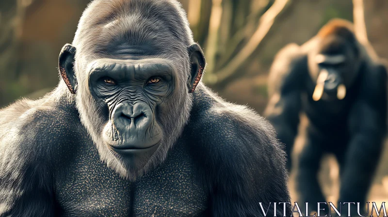 AI ART Close-Up Image of a Gorilla with Detailed Facial Features