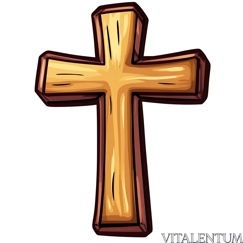 Wooden Cross Symbol Illustration AI Image