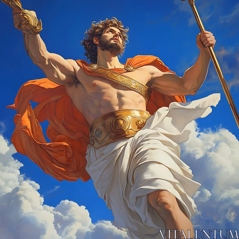 AI ART Ancient Greek Deity in the Clouds