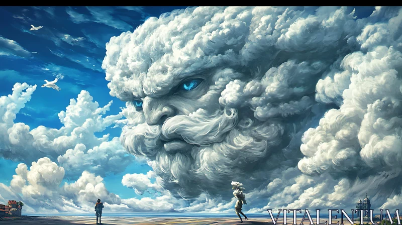 Fantastical Sky with Cloud Character AI Image