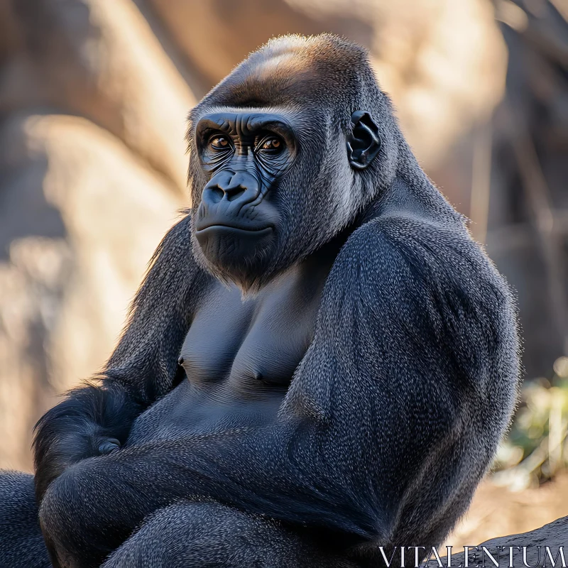 AI ART Contemplative Gorilla in Nature