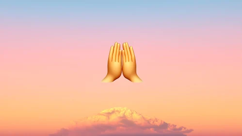 Spiritual Sunset with Praying Hands Emoji