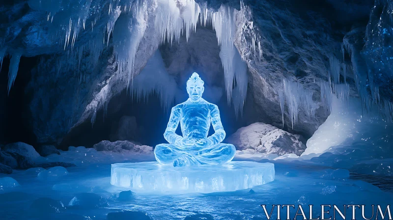 Serene Ice Sculpture in Frozen Grotto AI Image