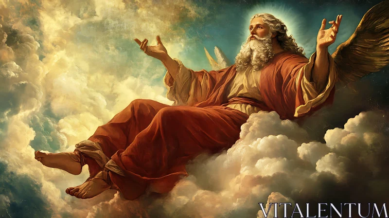 Heavenly Divine Figure Amongst Clouds AI Image