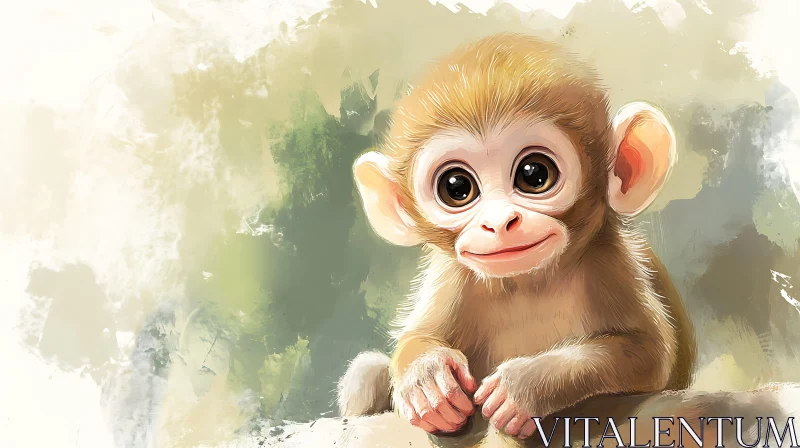 AI ART Artistic Baby Monkey Painting