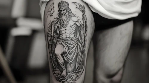 Greek God Tattoo Design on Thigh