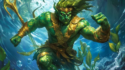 Green-Skinned Aquatic Warrior