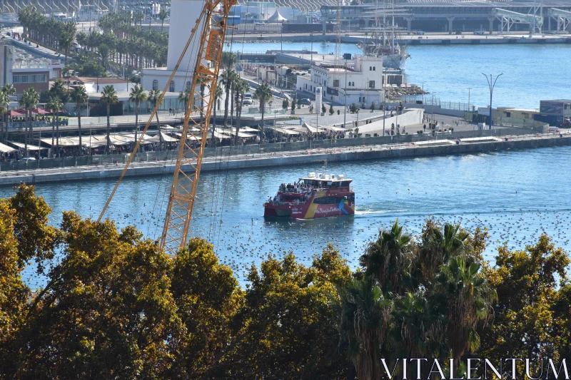 PHOTO City Port with Colorful Boat