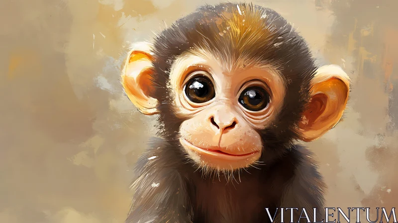 Charming Baby Monkey Portrait Artwork AI Image