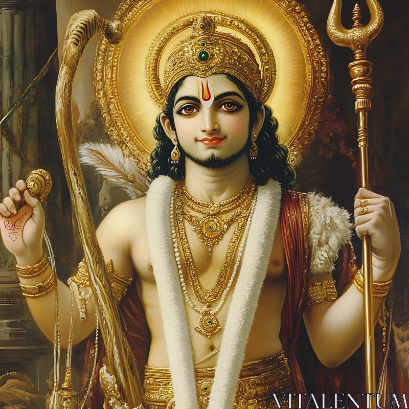 Golden Adorned Hindu Deity AI Image