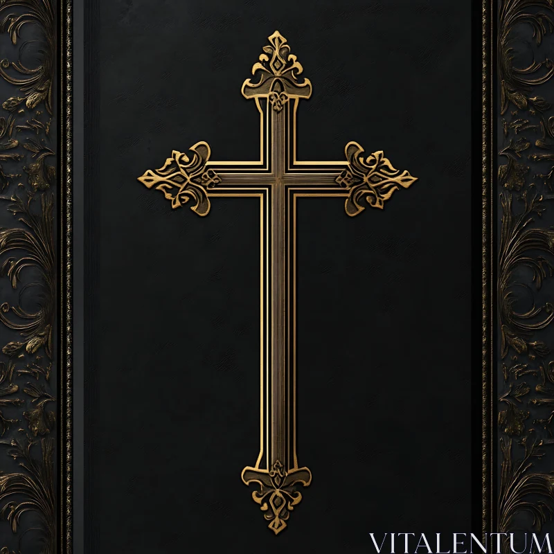 Ornate Golden Cross with Rich Details AI Image