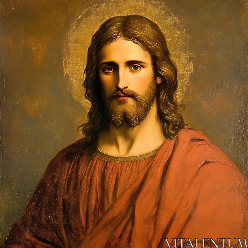 Iconic Portrait of Jesus in Classical Art AI Image