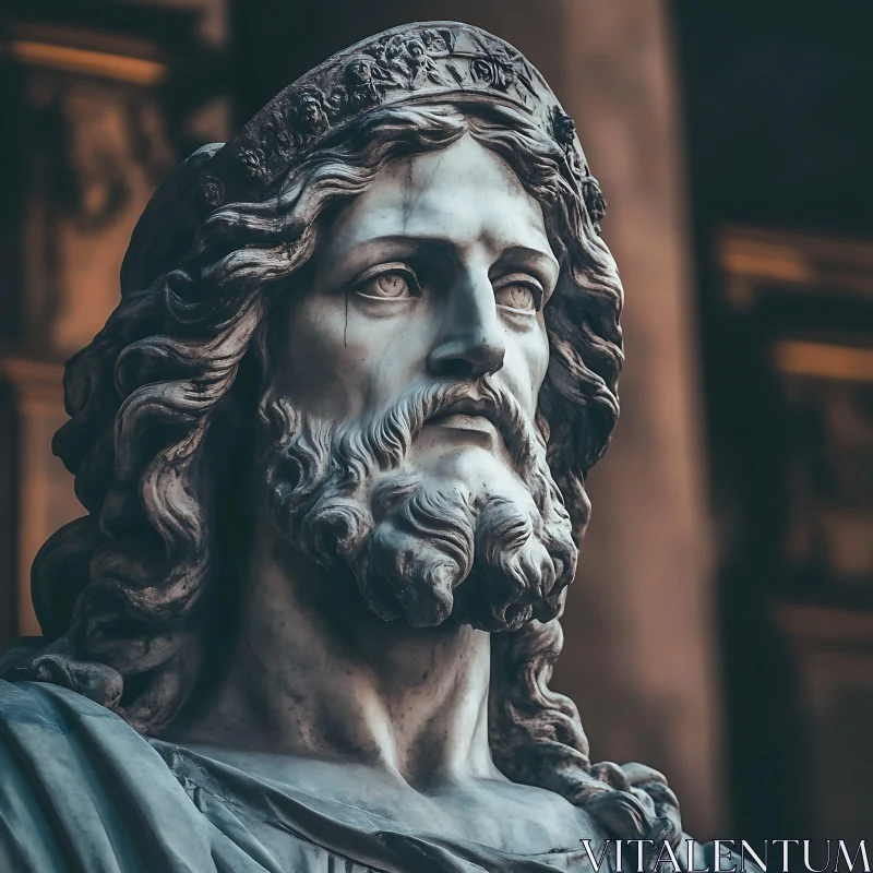 Detailed Marble Statue Portrait with Historical Significance AI Image