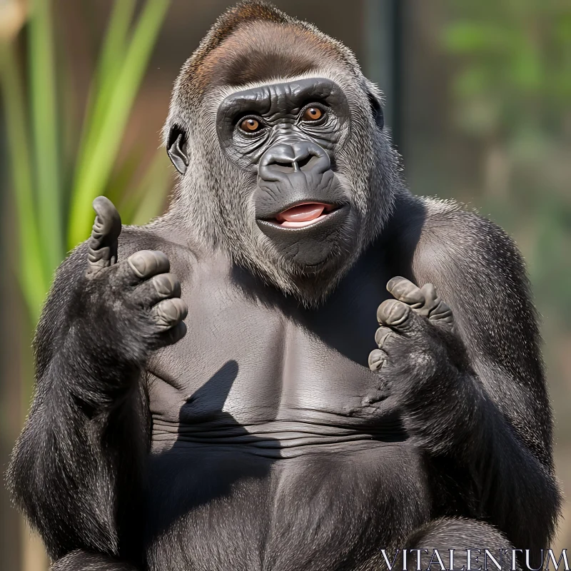 AI ART Expressive Gorilla Gesture - Animal Closeup