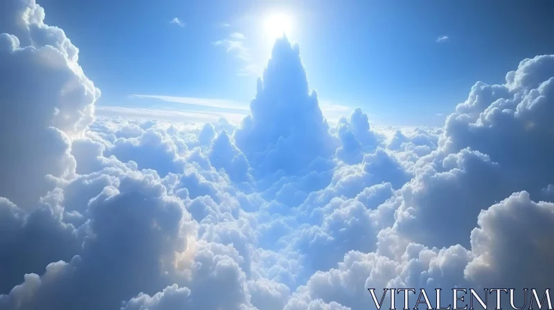 AI ART Serene Cloudscape under Bright Sunlight