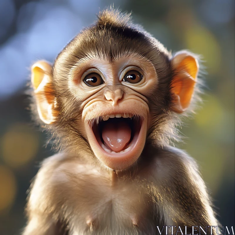 Emotional Monkey Close-Up AI Image